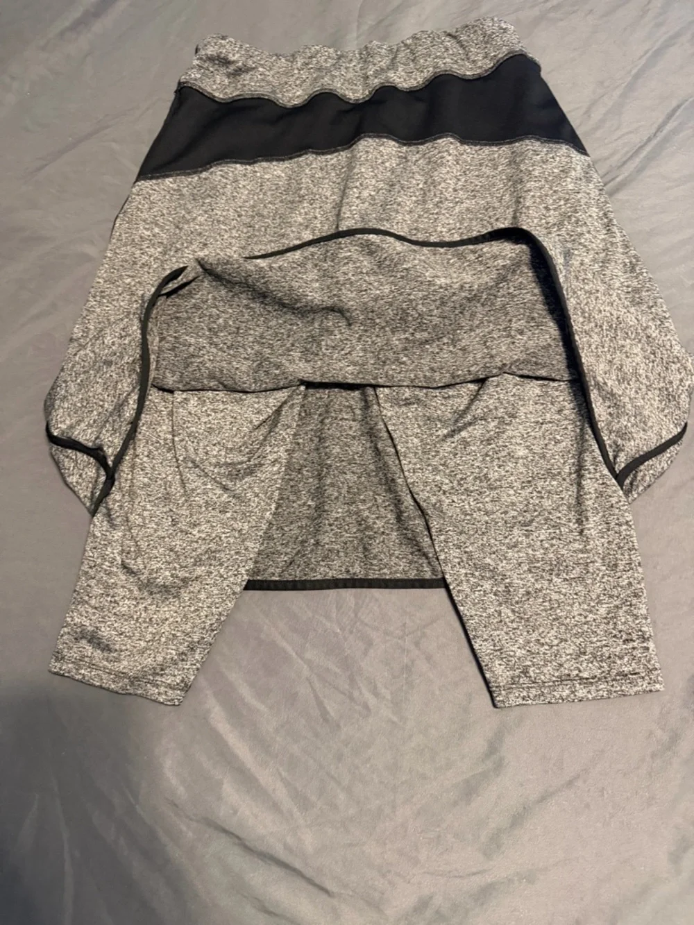 Heather Gray Athletic Skirted Leggings with Black Trim - Picture 4 of 4